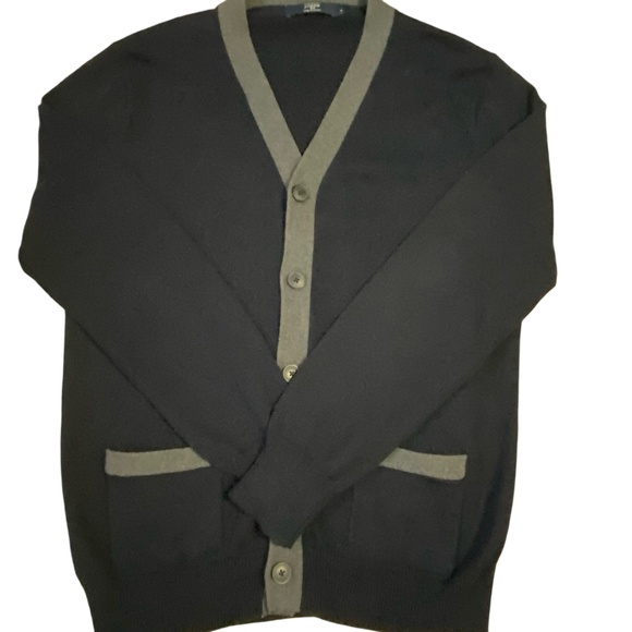 J Crew Mens Dk Blue Cotton Button Up V-Neck Classic Casual Cardigan Sz- M - Picture 1 of 15